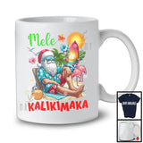 Mele Kalikimaka; Awesome Christmas Hawaiian Santa Sunglasses Flamingo; X-mas Family T-Shirt