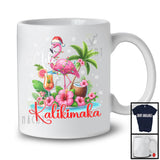 Mele Kalikimaka; Awesome Christmas Lights Flamingo Santa; Hawaiian Flowers Cocktail Lover T-Shirt