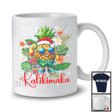 Mele Kalikimaka; Awesome Christmas Lights Pineapple Santa; Hawaiian Flowers Cocktail Lover T-Shirt