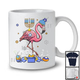 Menorah On Flamingo; Humorous Hanukkah Flamingo Animal Lover; Matching Family Group T-Shirt