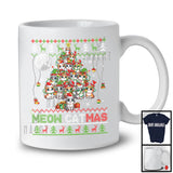 Meow Catmas; Adorable Christmas Tree Lights Santa Cat Owner; Snowing Sweater Family Group T-Shirt