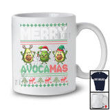 Merry Avocamas; Amazing Christmas Sweater Three Santa Elf Reindeer Avocado; Vegan T-Shirt