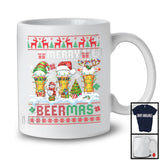 Merry Beermas, Awesome Christmas Lights Three Beer Glasses, X-mas Sweater Drinking Drunker T-Shirt