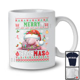 Merry Blobmas; Lovely Christmas Lights Santa Blobfish Fisher Lover; Fishing X-mas Sweater T-Shirt