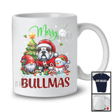 Merry Bullmas; Amazing Christmas Tree Pajama Santa Bulldog; Plaid Snowman Gnome Group T-Shirt