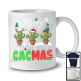 Merry Cacmas; Amazing Christmas Three Santa Elf Reindeer Cactus; Vegan Group T-Shirt