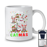 Merry Catmas; Humorous Christmas Reindeer Elf Santa Cat On Christmas Tree; X-mas Animal Lover T-Shirt