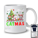 Merry Catmas; Humorous Christmas Reindeer Elf Santa Cat Owner Lover; X-mas Animal Lover T-Shirt