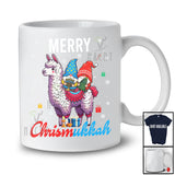 Merry Chrismukkah; Adorable Christmas Tree Hanukkah Menorah Two Gnomes Riding Llama T-Shirt