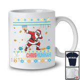 Merry Chrismukkah; Joyful Christmas Hanukkah Sweater Dabbing Santa; Holding Menorah Family T-Shirt