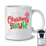 Merry Christmas Bruh; Amazing X-mas Snowing Lights; Ornaments Matching Family Group T-Shirt