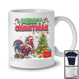 Merry Christmas Don't Be A, Cheerful X-mas Tree Lights Santa Rooster Lover, Family Group T-Shirt