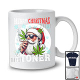 Merry Christmas Stoner; Amazing X-mas Moon Santa Sunglasses Smoking; Smoker 420 Stoner T-Shirt