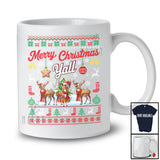 Merry Christmas Yall; Cheerful X-mas Lights Reindeer Snowing Around; Sweater Family Group T-Shirt