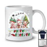 Merry Christmas; Adorable Three ASL Pigs Lover; X-mas Moon Language Family Group T-Shirt