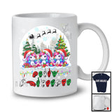 Merry Christmas; Adorable Three ASL Unicorns Lover; X-mas Moon Language Family Group T-Shirt