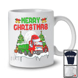 Merry Christmas; Amazing X mas Moon Tree Santa Truck Driver Lover; Family Group T-Shirt