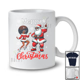 Merry Christmas; Amusing X-mas Black Afro Santa Men Woman Dancing Red Plaid; African Family T-Shirt