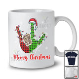 Merry Christmas; Awesome X-mas Lights Santa Leopard Plaid Rock Hand; ASL Sign Language T-Shirt