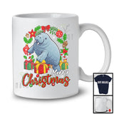 Merry Christmas; Awesome X-mas Manatee Sea Animal Lover; Snowing Matching Family Group T-Shirt