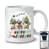 Merry Christmas; Fantastic Christmas Moon Three Pugs Owner; ASL Sign Language Moon T-Shirt