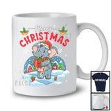 Merry Christmas; Fantastic X-mas Lights Santa Elephant Snowing Around; Wild Animal Lover T-Shirt