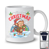 Merry Christmas; Fantastic X-mas Lights Santa Monkey Snowing Around; Wild Animal Lover T-Shirt