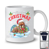 Merry Christmas; Fantastic X-mas Lights Santa Walrus Snowing Around; Wild Animal Lover T-Shirt