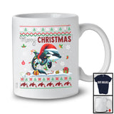 Merry Christmas; Fantastic X-mas Lights Sweater Red Plaid Santa Orca; Sea Animal Lover T-Shirt