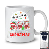 Merry Christmas; Fantastic X-mas Moon Three Santa Elf Reindeer Axolotl Owner; Family Group T-Shirt