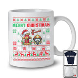 Merry Christmas; Joyful X-mas Christmas Sweater Santa Firefighter Equipments; Family Group T-Shirt