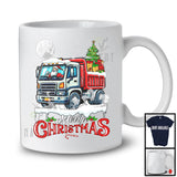 Merry Christmas; Joyful X-mas Moon Tree Santa Driving Truck Driver Lover; Family Group T-Shirt