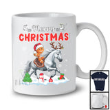 Merry Christmas; Joyful X-mas Santa Gingerbread Riding Horse; Snowing Animal Lover T-Shirt