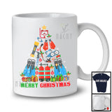 Merry Christmas; Lovely Snowing Scuba Diver Equipments X-mas Tree Lights; Family Group T-Shirt