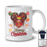 Merry Christmas; Lovely X-mas Afro Girl Red Plaid Leopard Face; Black African Family Group T-Shirt