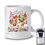 Merry Christmas; Wonderful Christmas Three Santa Reindeer Dogs; Pajama Family Group T-Shirt