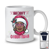 Merry Christmas; Wonderful X-mas Woman Afro Pink Santa Glasses; African Family Group T-Shirt