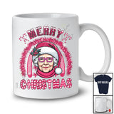 Merry Christmas; Wonderful X-mas Woman Pink Santa Glasses; Rainbow African Family Group T-Shirt