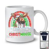 Merry Christmoose; Awesome Christmas Lights Santa Moose Rainbow; Snowing Around Family Group T-Shirt