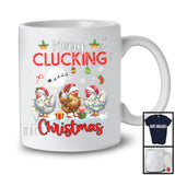 Merry Clucking Christmas; Joyful X-mas Lights Three Santa Chickens; Farm Animal Farmer T-Shirt