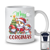 Merry Corgimas; Amazing Christmas Tree Pajama Santa Corgi; Plaid Snowman Gnome Group T-Shirt