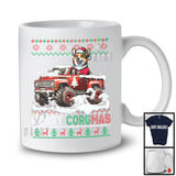 Merry Corgmas; Merry Christmas Snow Santa Corgi Driving Monster Truck; X-mas Sweater T-Shirt