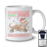 Merry Crickets, Adorable Christmas Lights Santa Reindeer Bearded Dragon, X-mas Sweater Animal T-Shirt