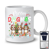 Merry Dogmas, Cheerful Christmas Three Santa Reindeer ELF Beagle Owner, X-mas Group T-Shirt