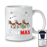 Merry Donkmas; Amusing Christmas Snow Three  Santa Elf Reindeer Donkey; Farm Farmer T-Shirt