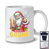 Merry Drunk; Cheerful Christmas Sweater Santa Drinking Beer; Germany Drunker Snowing T-Shirt