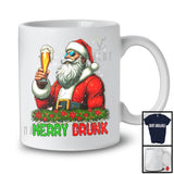 Merry Drunk; Sarcastic Christmas Santa Drinking Beer Snowing; Drunker Matching Family Group T-Shirt