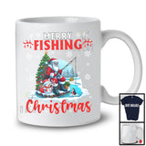 Merry Fishing Christmas; Awesome X-mas Snowing Santa Fishing Lover; Family Group T-Shirt