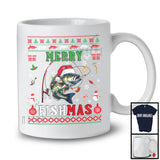 Merry Fishmas; Humorous Christmas Sweater Santa Bass Fish Lover; Fishing X-mas Group T-Shirt