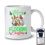 Merry Flocking Christmas; Amazing X-mas Three Santa ELF Reindeer Cockatiel; Bird Lover Family T-Shirt